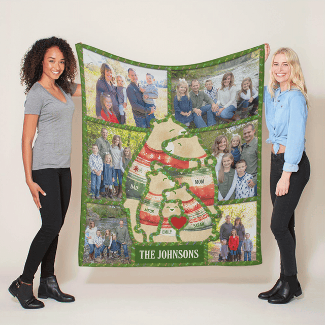 Custom Christmas Blanket, Personalize with Your Photos and Name