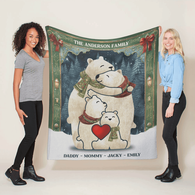 Customizable Bear Puzzle Family Name Blanket