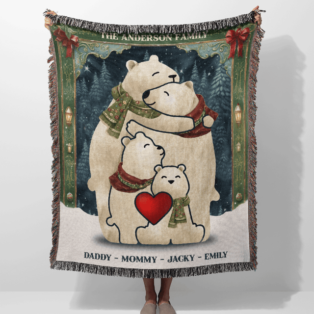 Customizable Bear Puzzle Family Name Blanket