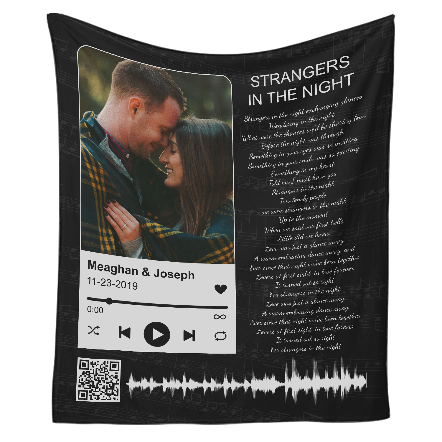 Custom Spotify with Photo, Song Lyrics Blanket