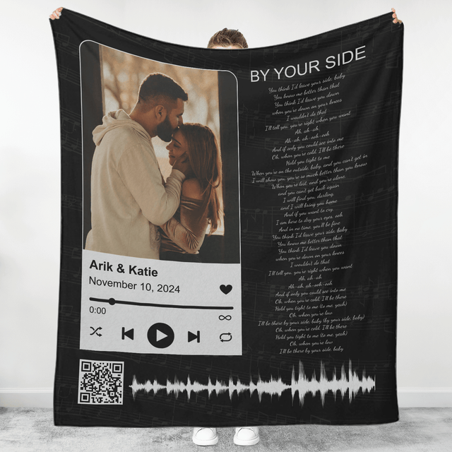 Custom Spotify with Photo, Song Lyrics Blanket