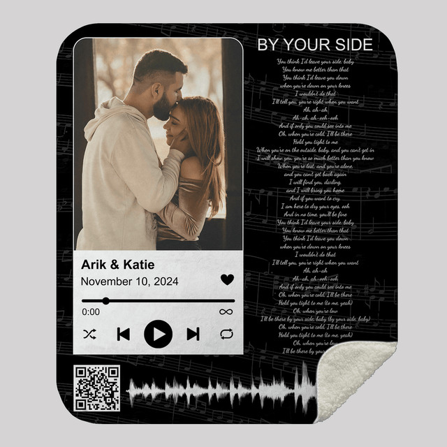 Custom Spotify with Photo, Song Lyrics Blanket