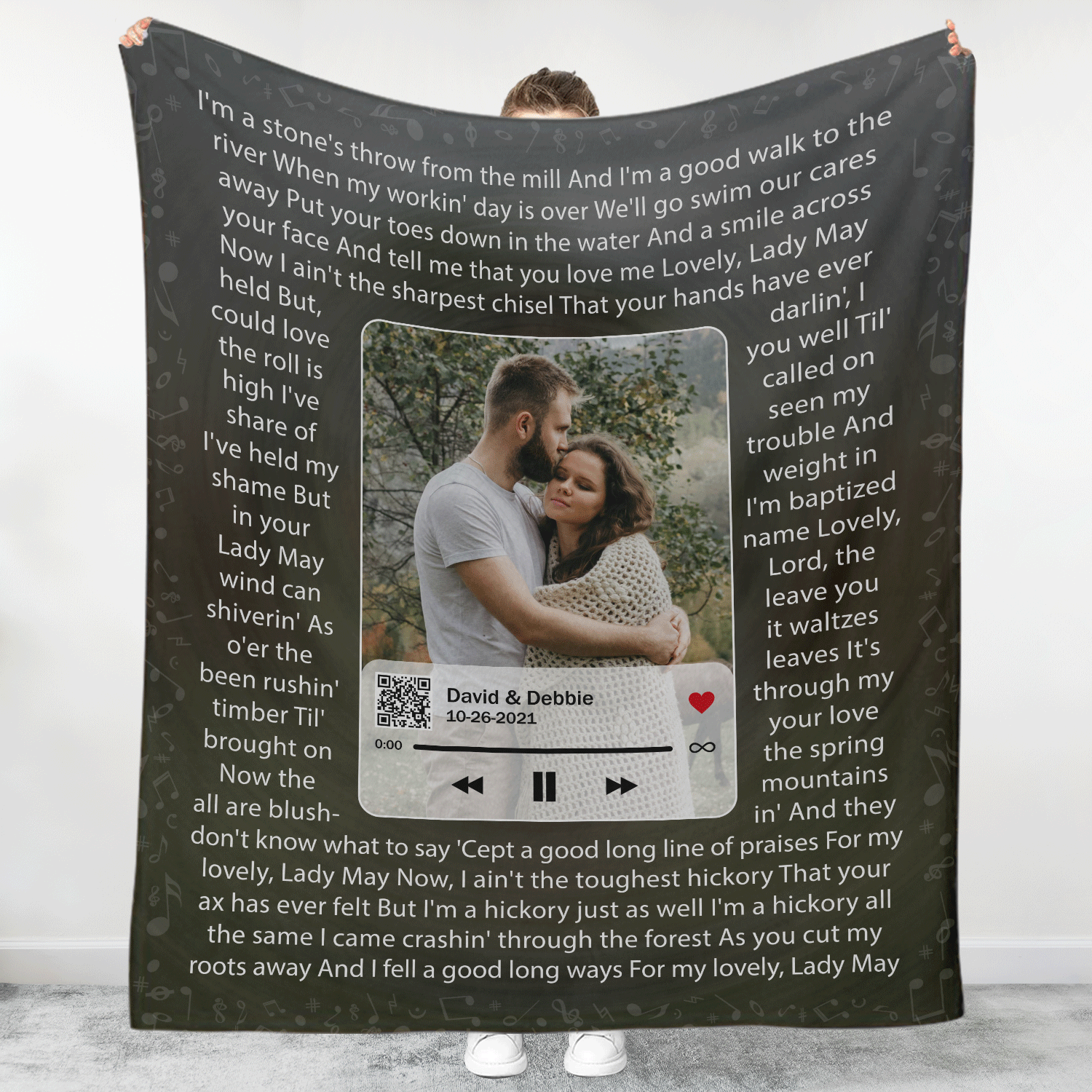 Personalized Song Lyric Blanket, Spotify Themed