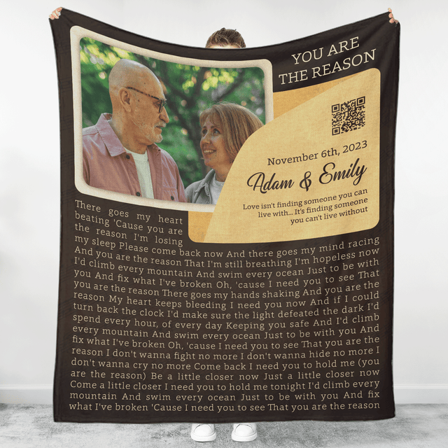 Personalized Song Lyrics Blanket – Custom Photo, Names & Date