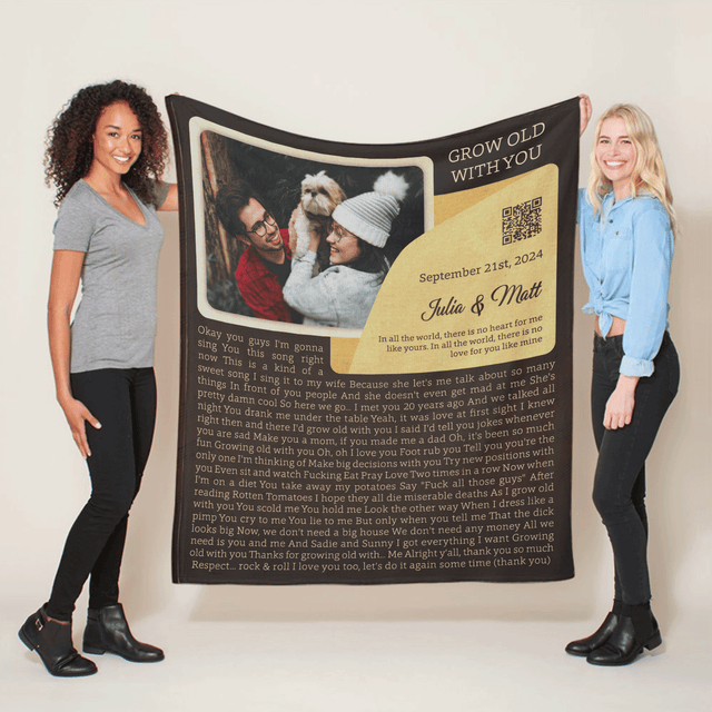 Personalized Song Lyrics Blanket – Custom Photo, Names & Date