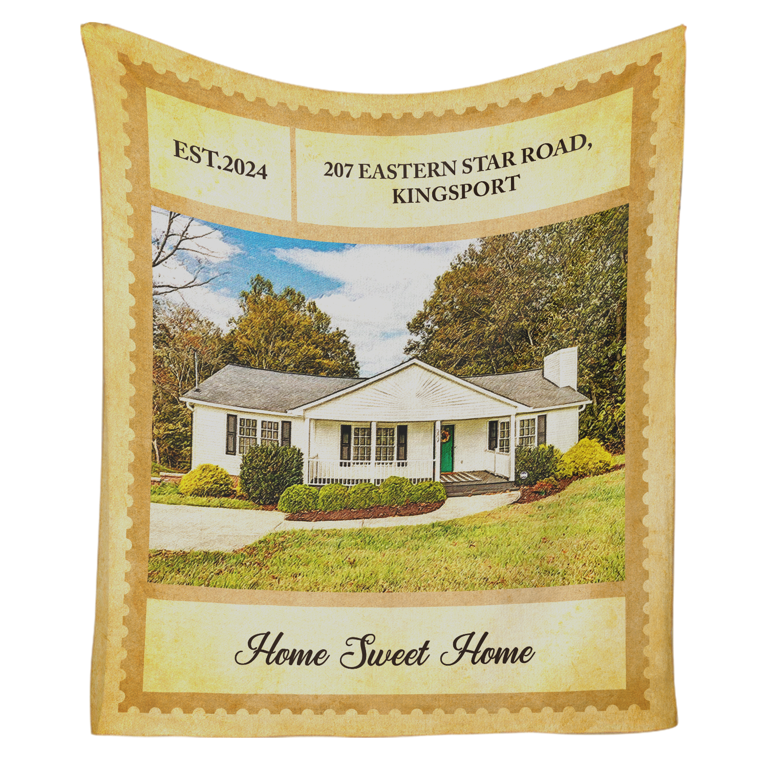 Personalized "Home Sweet Home" Watercolor Blanket