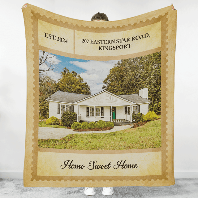 Personalized "Home Sweet Home" Watercolor Blanket