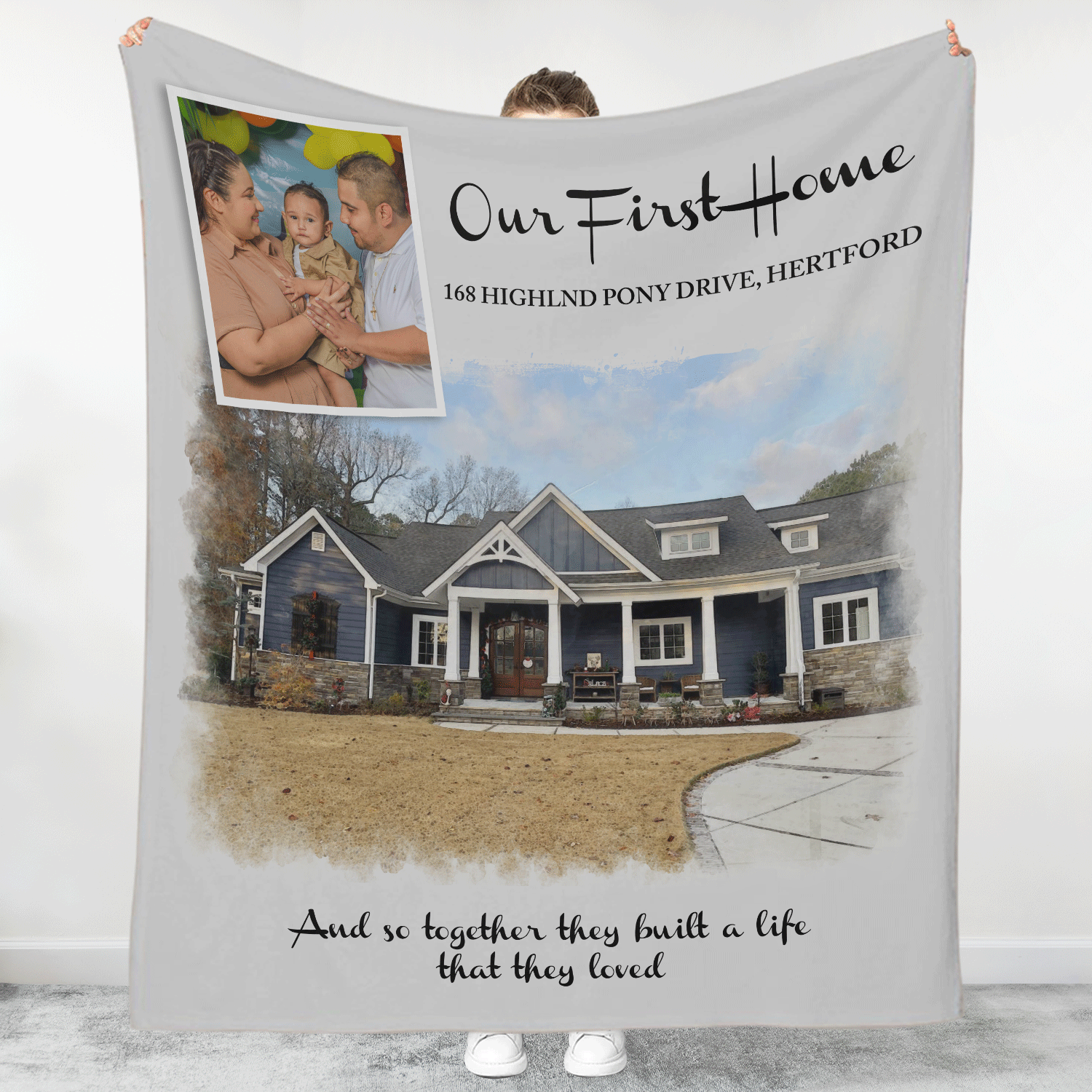 Custom Home Blanket – Photo, Family Name & Message