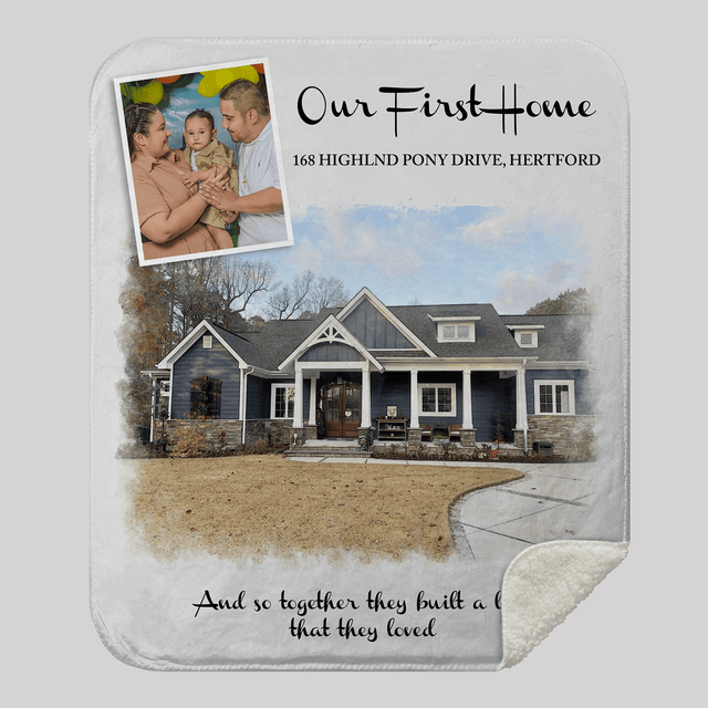 Custom Home Blanket – Photo, Family Name & Message