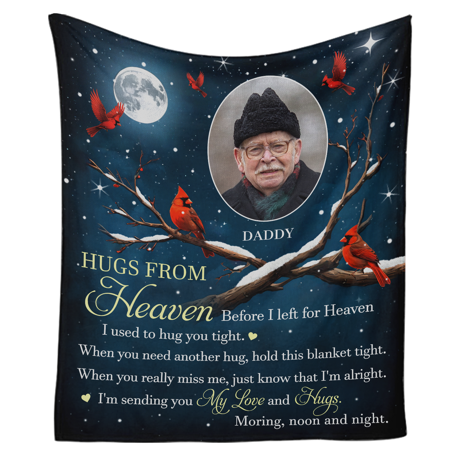 Hugs From Heaven - Personalized Photo Memorial Blanket