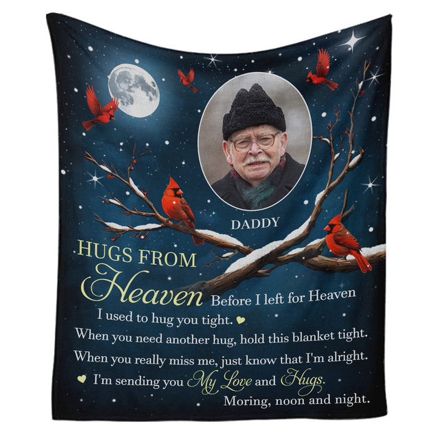 Hugs From Heaven - Personalized Photo Memorial Blanket