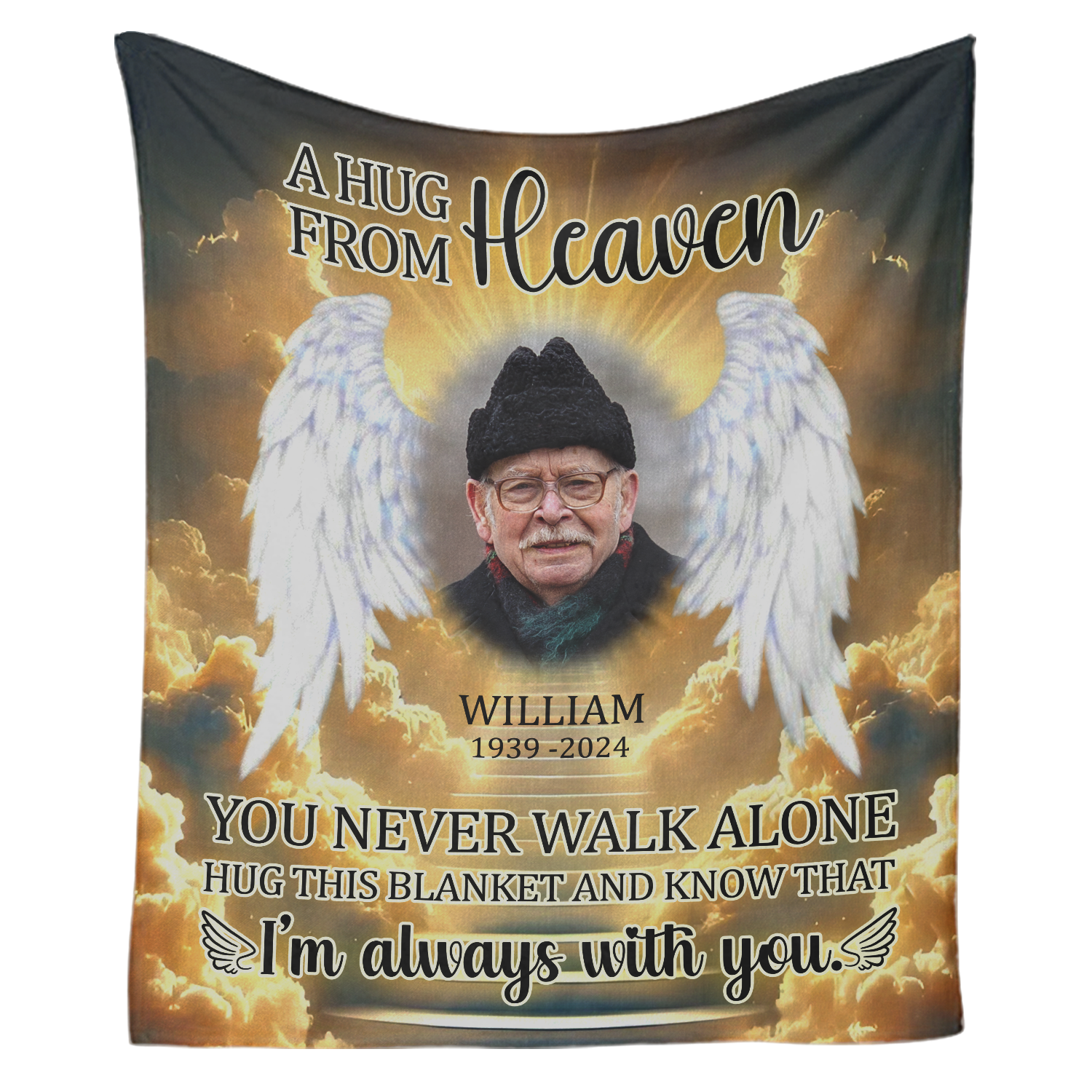 Custom Photo A Hug From Heaven - Memorial Personalized Blanket