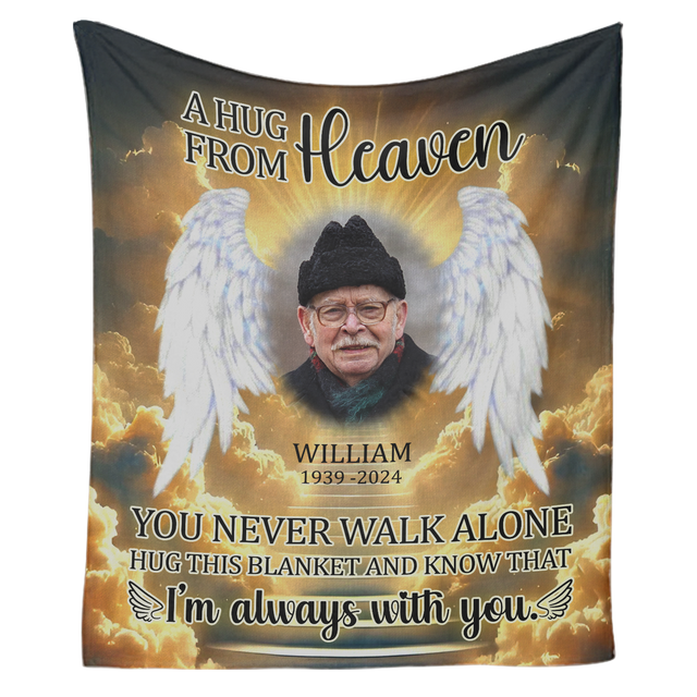 Custom Photo A Hug From Heaven - Memorial Personalized Blanket