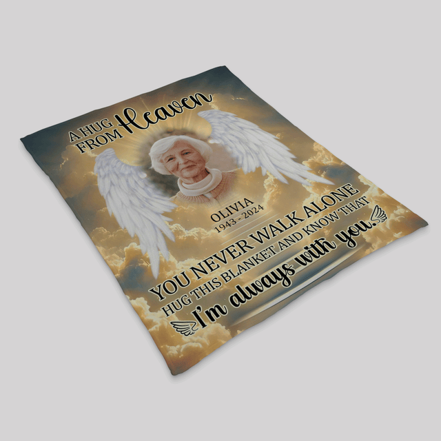 Custom Photo A Hug From Heaven - Memorial Personalized Blanket