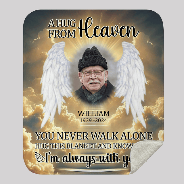 Custom Photo A Hug From Heaven - Memorial Personalized Blanket