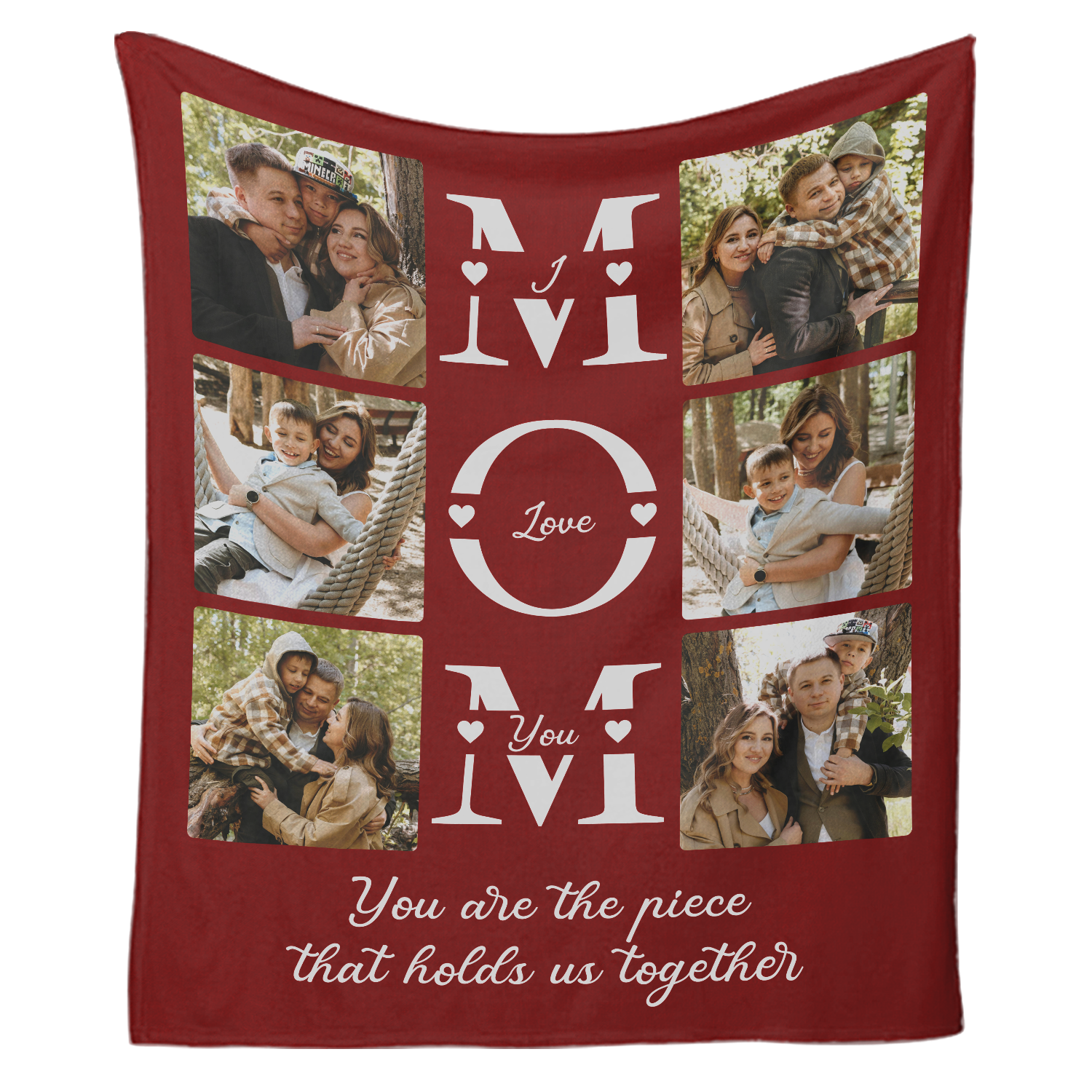 I Love You Mom Personalized Photo Collage Blanket