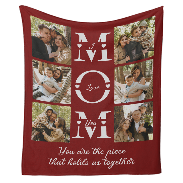 I Love You Mom Personalized Photo Collage Blanket