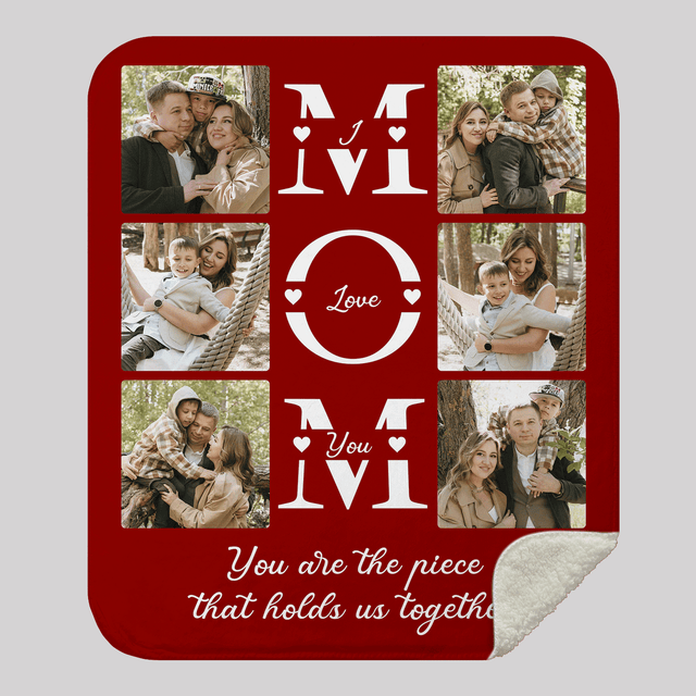 I Love You Mom Personalized Photo Collage Blanket