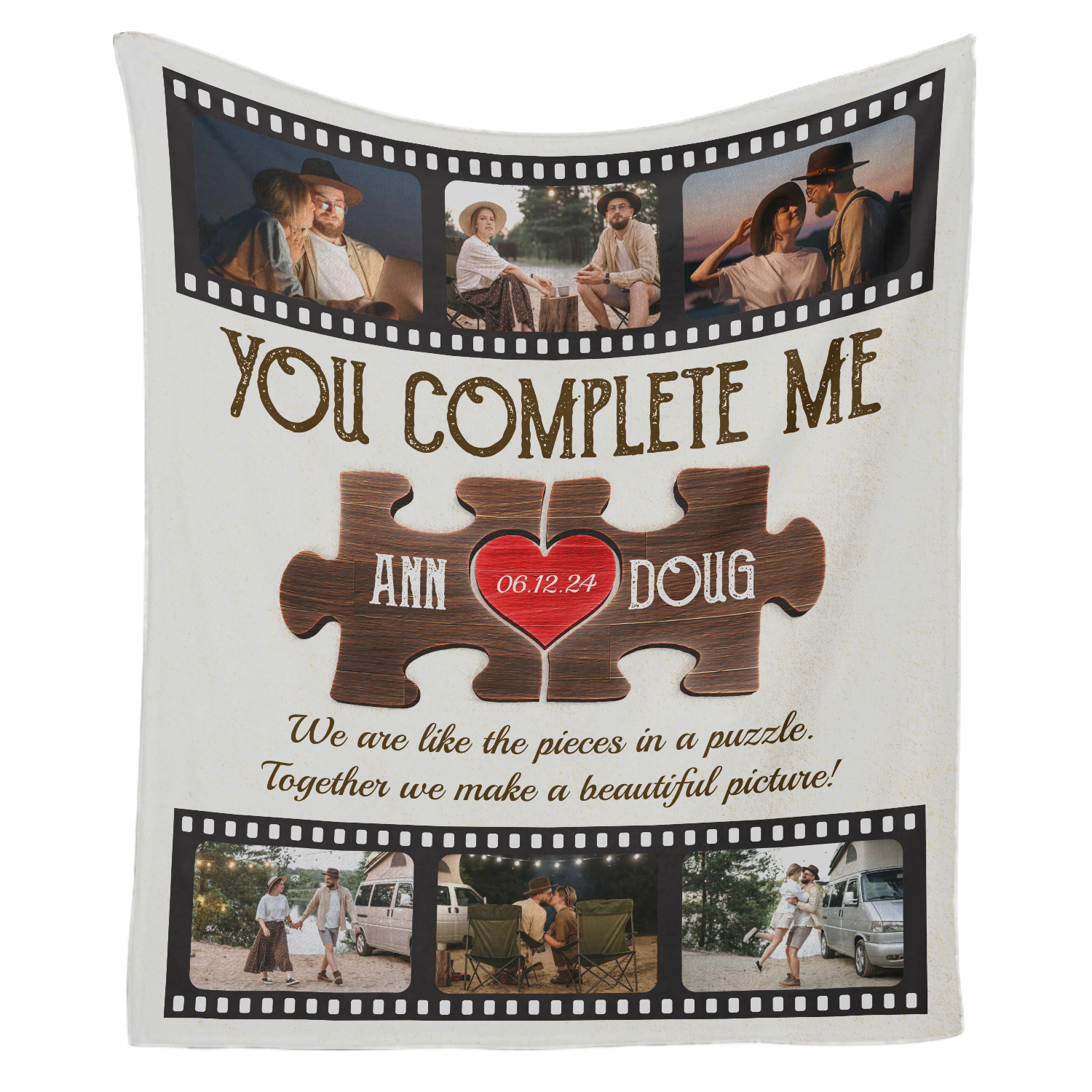 Personalized You Complete Me Puzzle Blanket