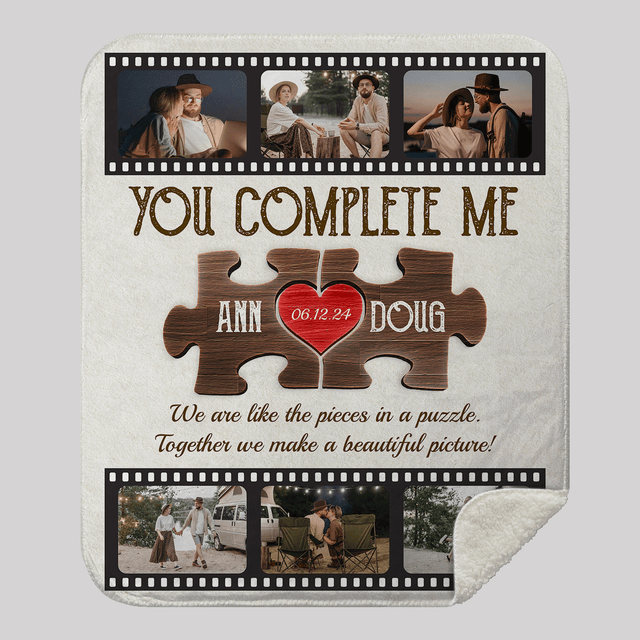 Personalized You Complete Me Puzzle Blanket