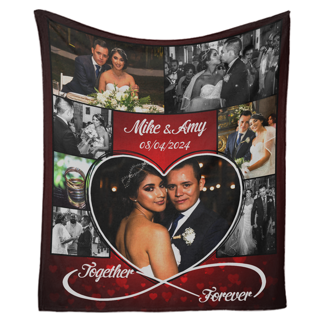 Custom Photo Collage Blanket - Forever Together Couple Gift