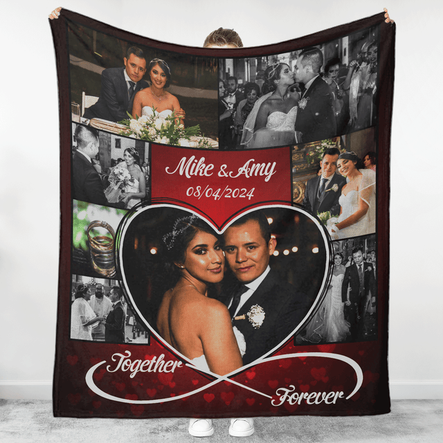 Custom Photo Collage Blanket - Forever Together Couple Gift