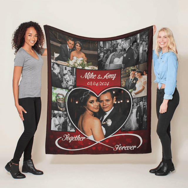 Custom Photo Collage Blanket - Forever Together Couple Gift