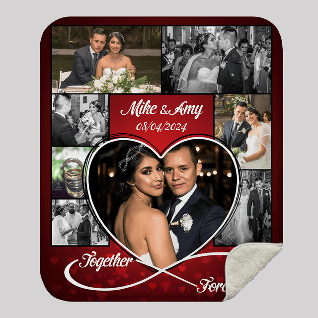 Custom Photo Collage Blanket - Forever Together Couple Gift