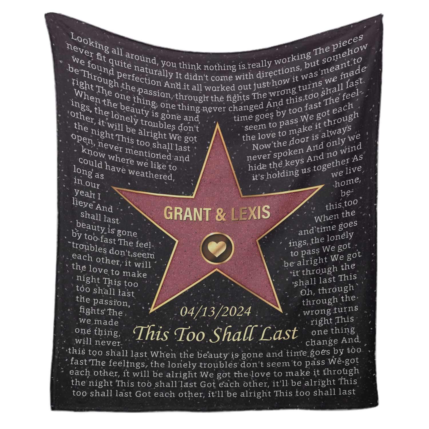 Custom Star-Themed Photo Blanket with Name & Date