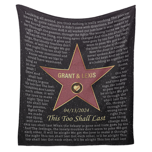 Custom Star-Themed Photo Blanket with Name & Date