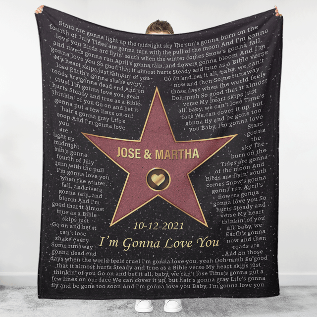 Custom Star-Themed Photo Blanket with Name & Date