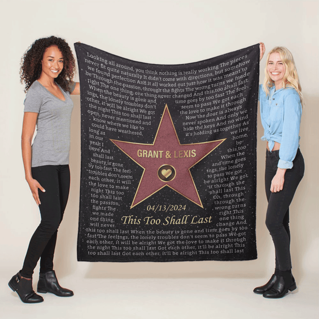 Custom Star-Themed Photo Blanket with Name & Date