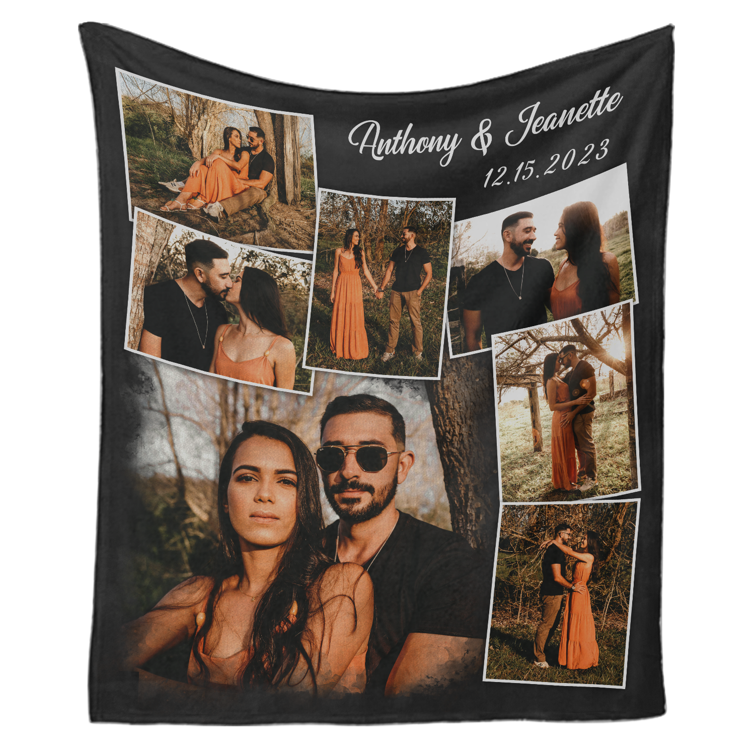 Custom Photo Collage Blanket - Personalized Name, Date & Photo