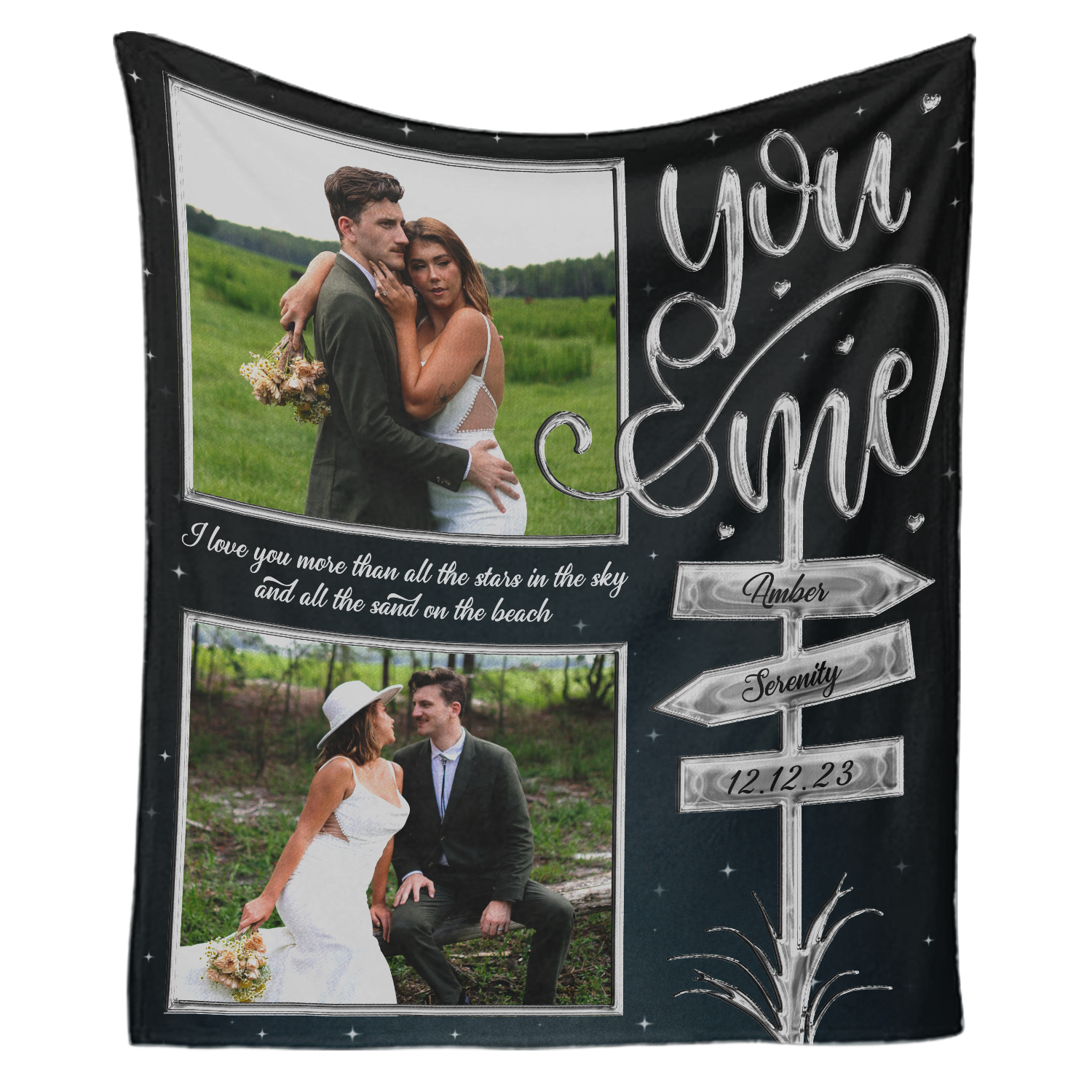 Personalized "You & Me" Blanket – Custom Photo, Name & Date