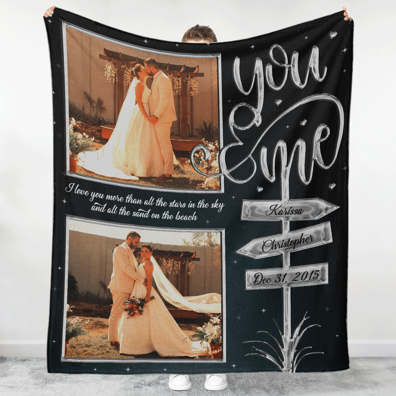 Personalized "You & Me" Blanket – Custom Photo, Name & Date