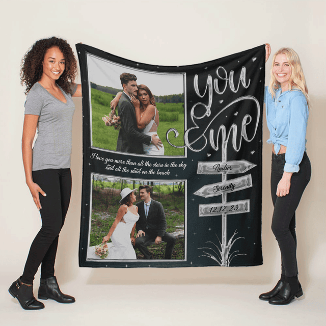 Personalized "You & Me" Blanket – Custom Photo, Name & Date