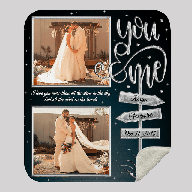 Personalized "You & Me" Blanket – Custom Photo, Name & Date