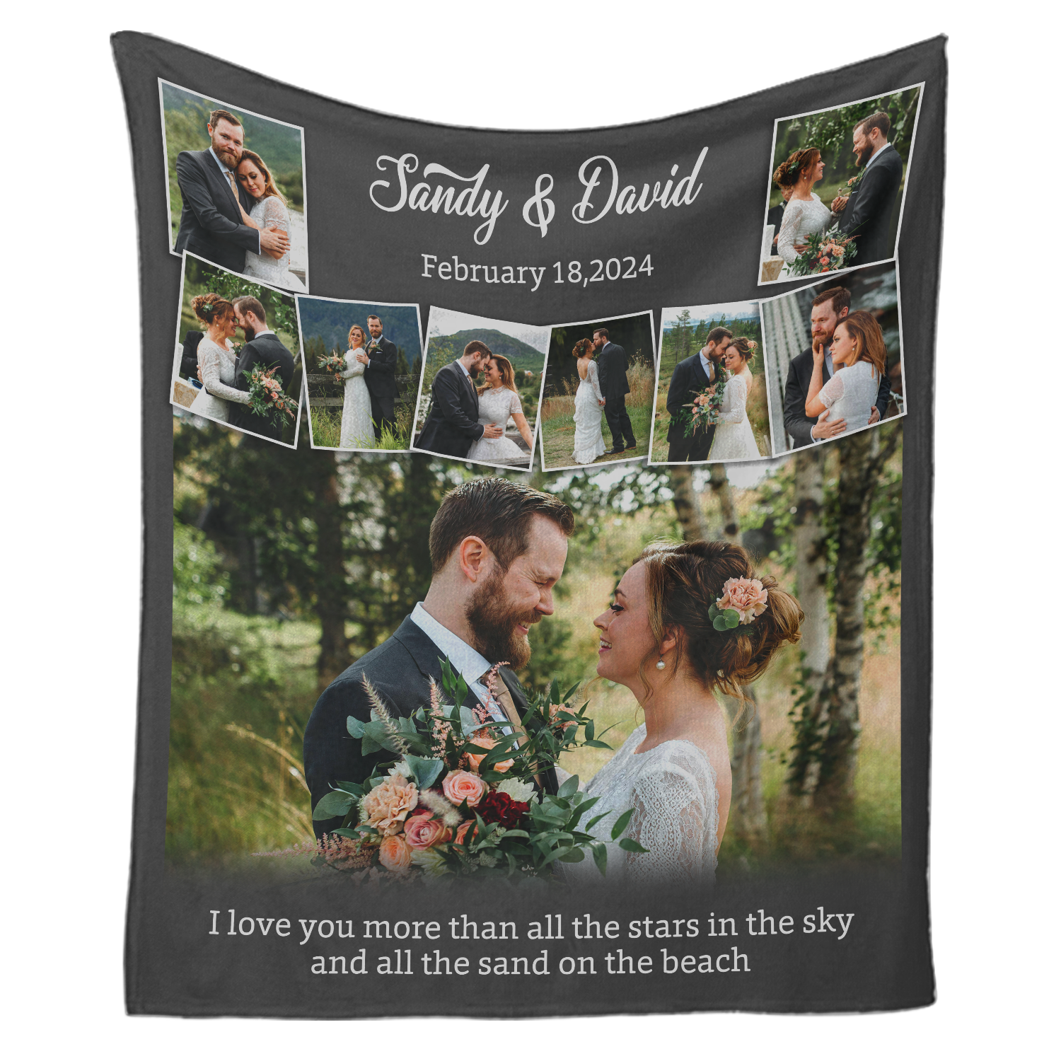 Custom Wedding Photo Collage Blanket