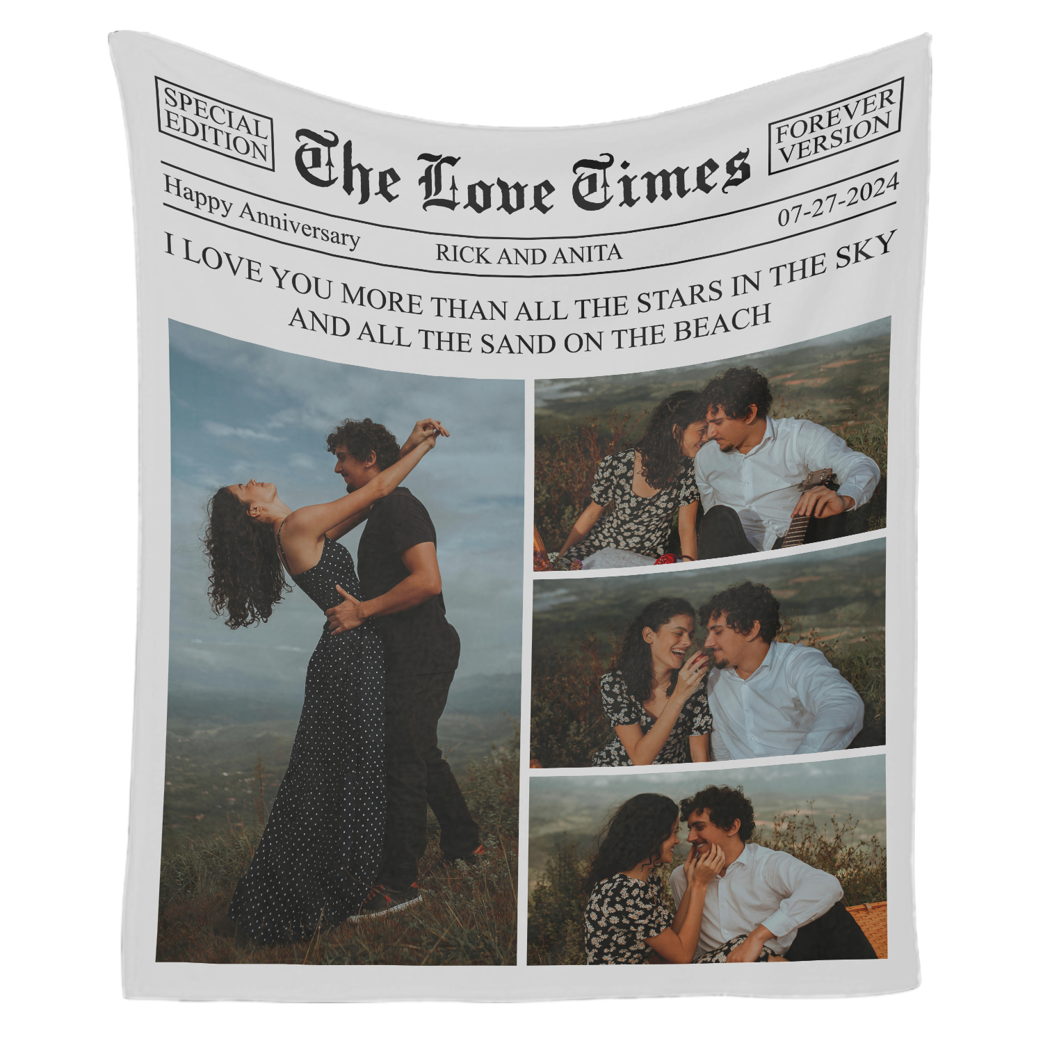 Custom Love Times Newspaper Blanket