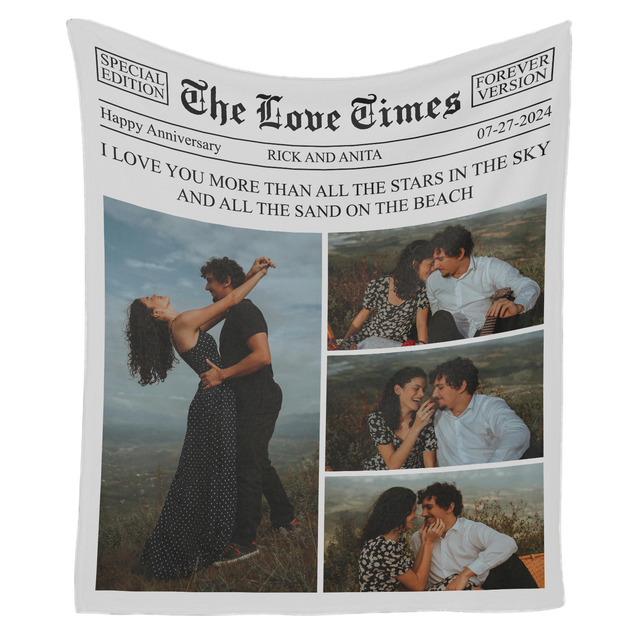 Custom Love Times Newspaper Blanket