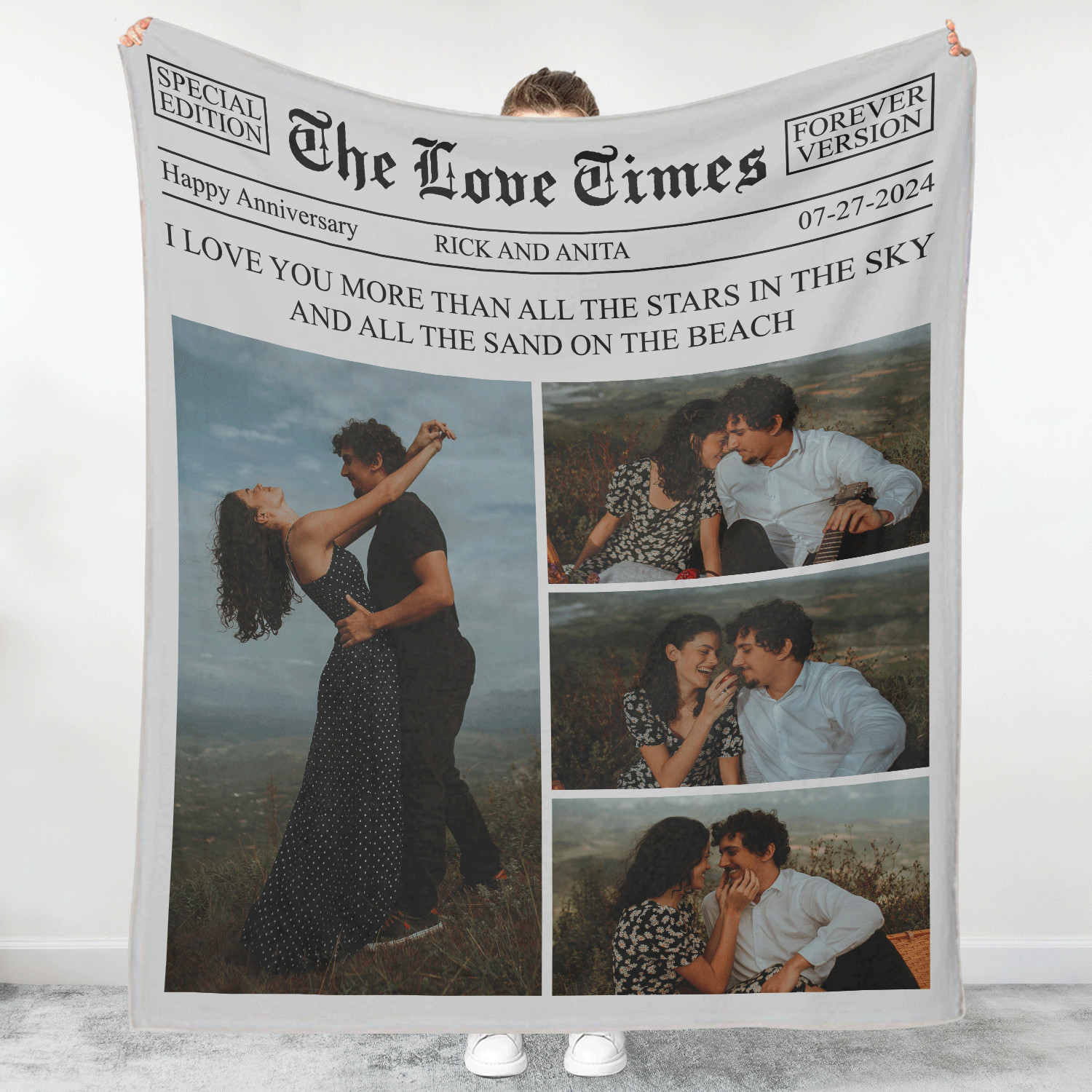 Custom Love Times Newspaper Blanket