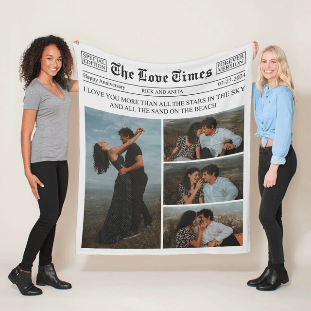 Custom Love Times Newspaper Blanket