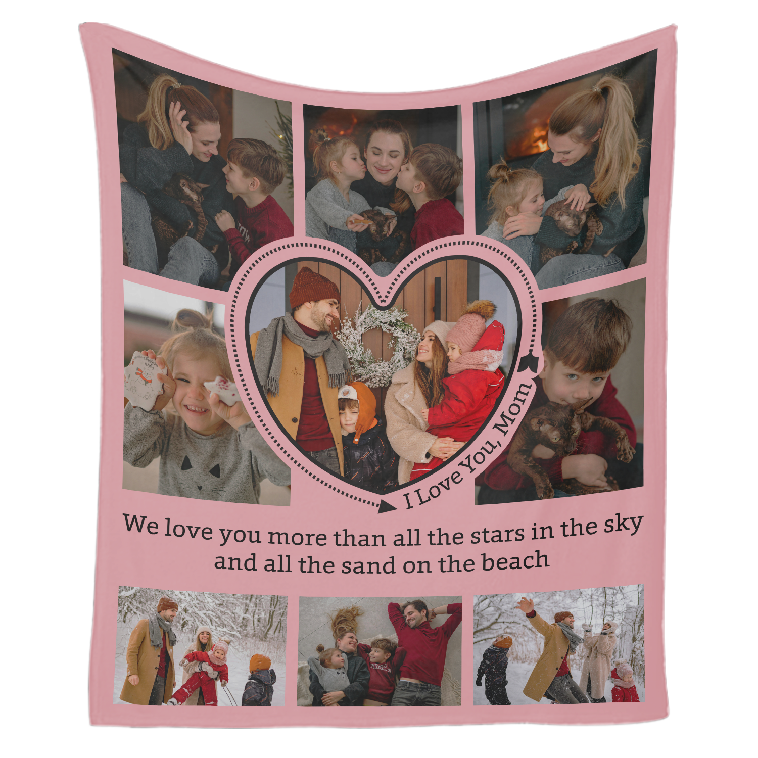 Custom "I Love You Mom" Photo Collage Blanket