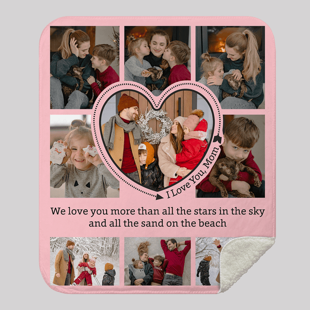 Custom "I Love You Mom" Photo Collage Blanket