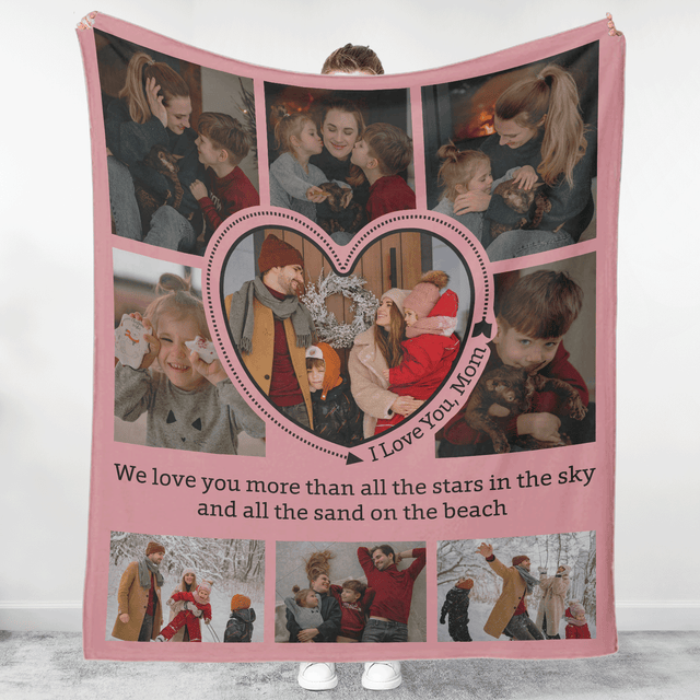 Custom "I Love You Mom" Photo Collage Blanket