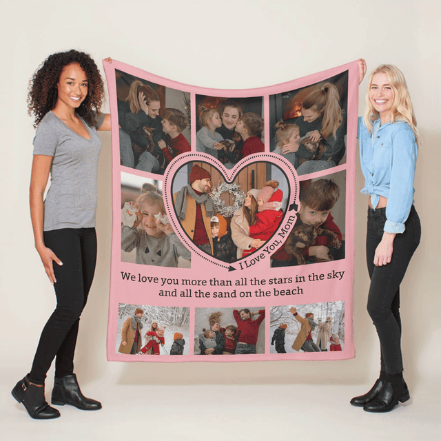 Custom "I Love You Mom" Photo Collage Blanket