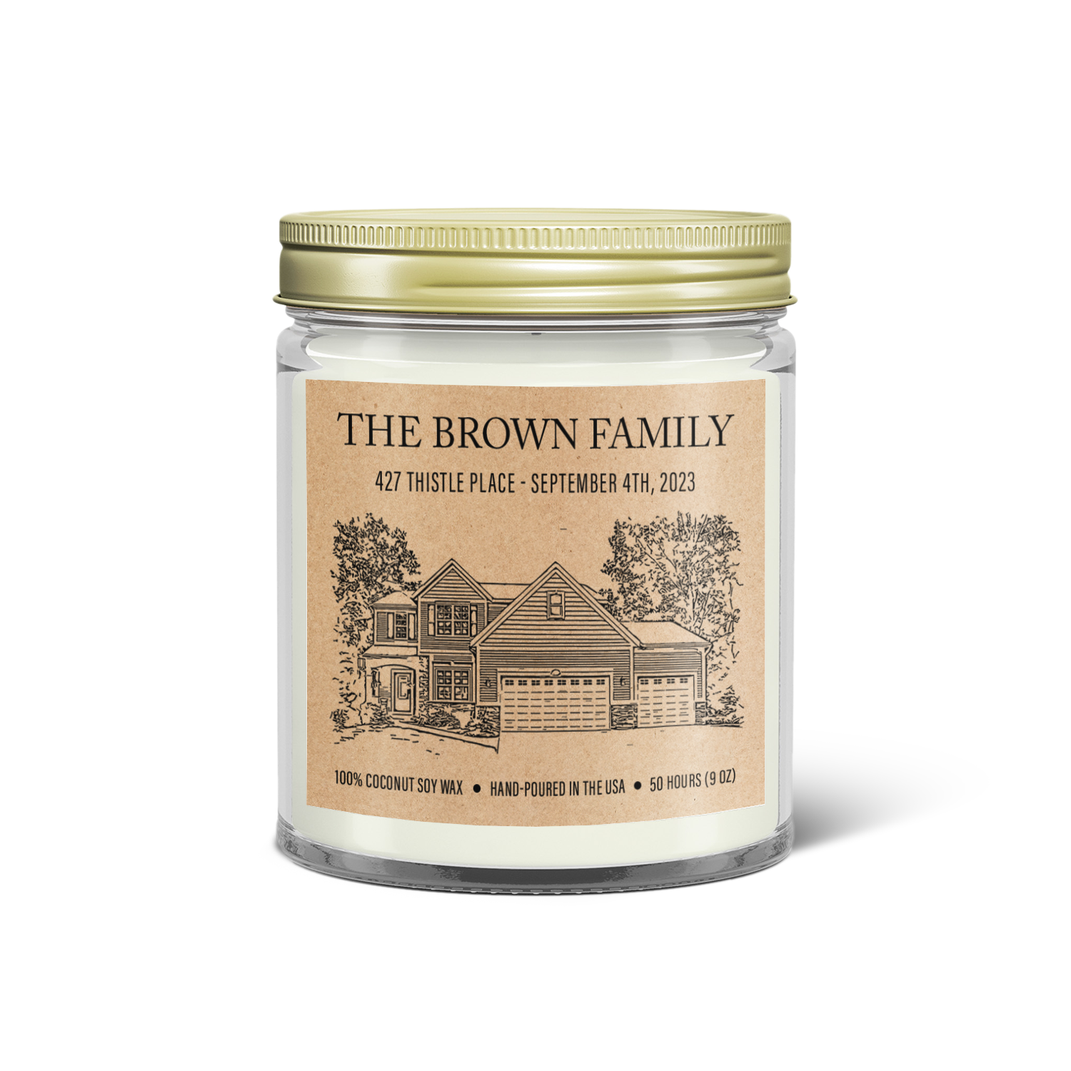 Custom Engraved House Portrait Candle