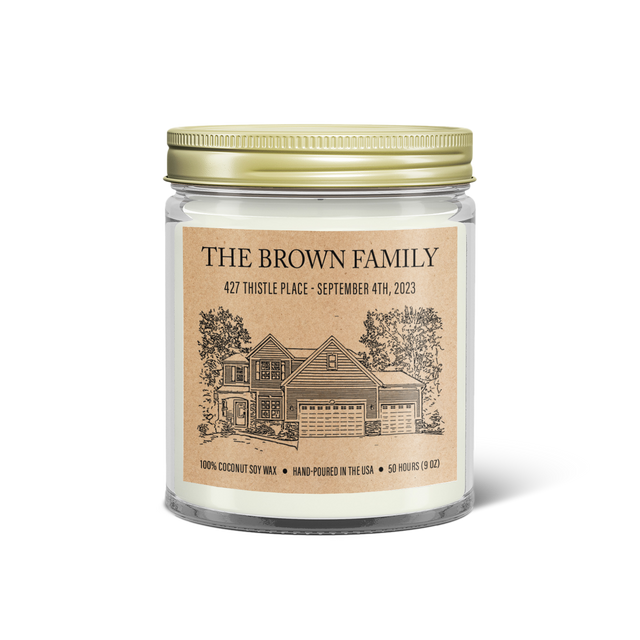 Custom Engraved House Portrait Candle