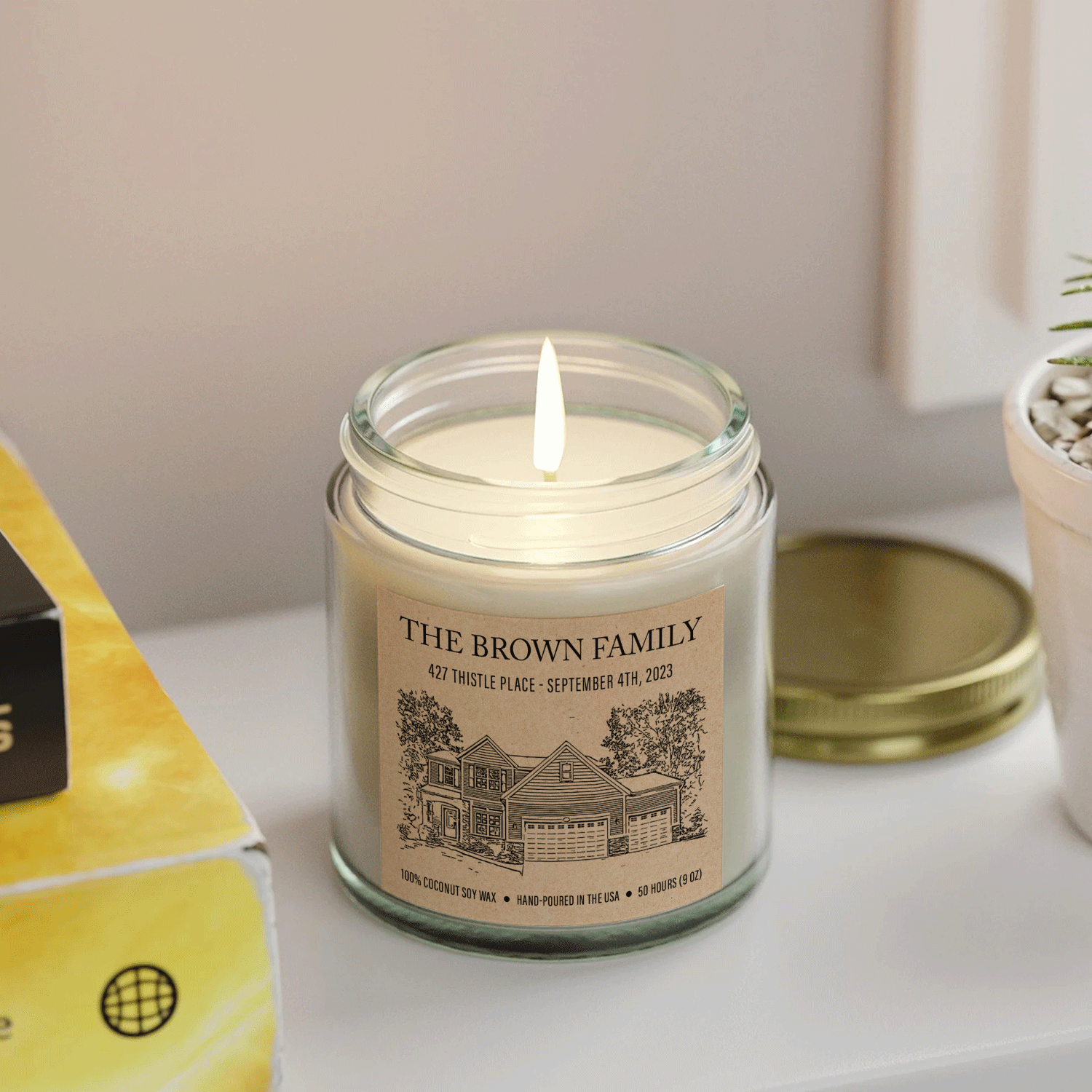 Custom Engraved House Portrait Candle