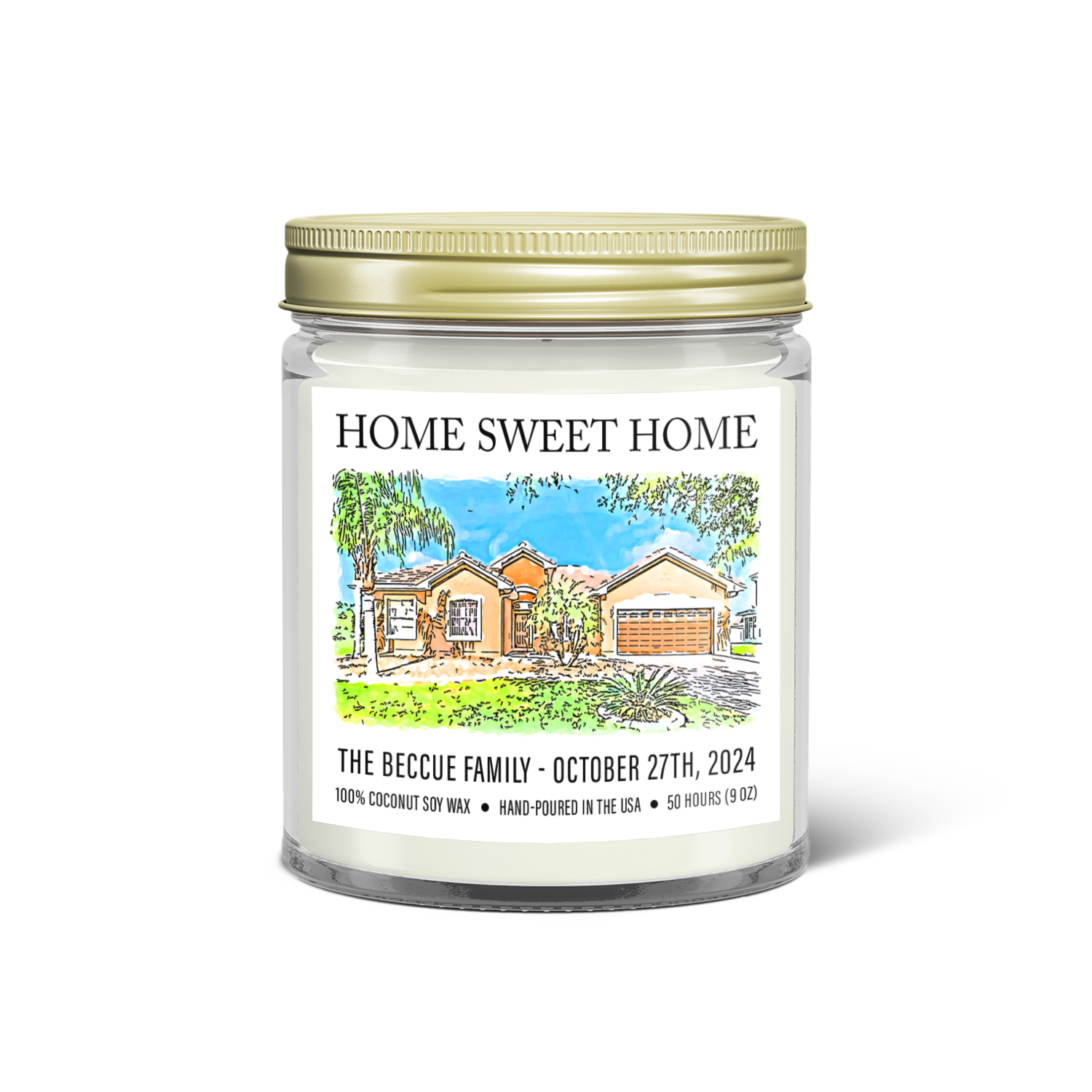 Custom House Portrait Candle – Watercolor Home Keepsake